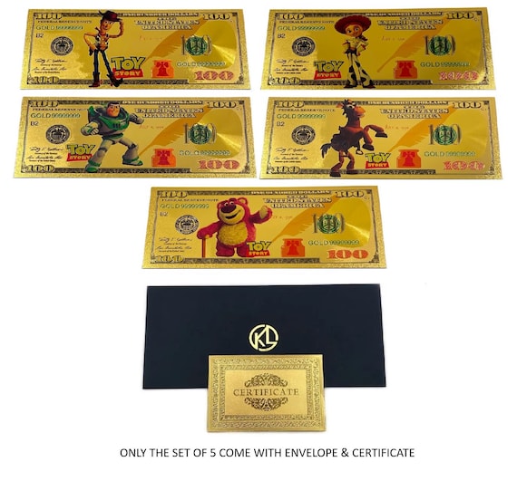 24k Gold Foil Plated Disney Collectible Toy Story Banknote Bill - Woody Jessie Buzz Lightyear Bullseye Lotso - Etsy 24k Gold Foil Plated Disney Collectible Toy Story Banknote Bill - Woody Jessie Buzz Lightyear Bullseye Lotso - Etsy