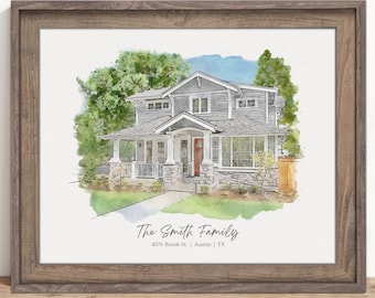 Custom House Portrait, Watercolor Painting From Photo, First Time Home Buyer, Digital Realtor Closing Gift