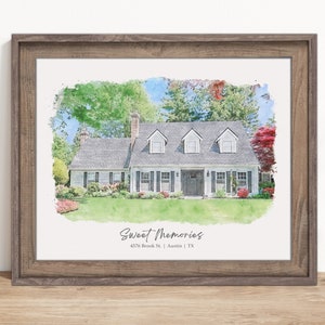 House Drawing From Photo Into A Custom House Portrait, Watercolor Home Painting