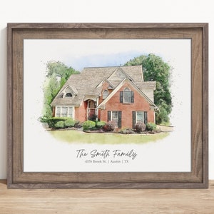 Custom House Portrait, Watercolor Painting From A Photo, Digital Prints For First Time Home Buyer, Realtor Closing Gifts