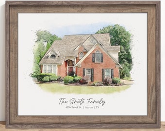Custom House Portrait, Watercolor Painting From A Photo, Digital Prints For First Time Home Buyer, Realtor Closing Gifts