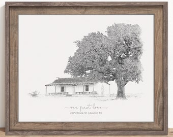 Custom Black & White Sketch, Home Portrait From Photo, Custom House Sketch, Home Drawing