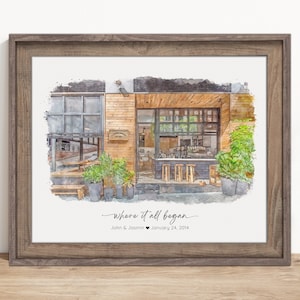 Where It All Began Anniversary Gift, Our Story Painting, The Day or Night We Met, Wedding Gift