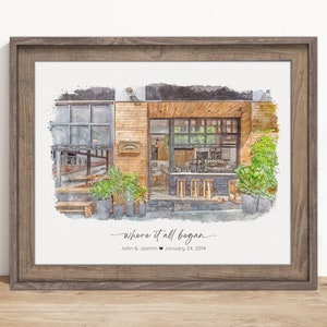 Where We Met, Where It All Began, Where He Proposed, The Day We Met, Custom Watercolor Portrait Anniversary Gift