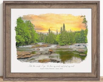 Custom Landscape Painting From Photo Into A Watercolor Portrait