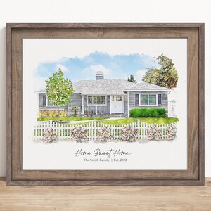 Custom House Portrait From Photo, Watercolor House Painting, Personalized Housewarming Gift, Realtor Closing Gift, First Time Home Gift