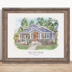 Custom Home Portrait Watercolor From A Photo