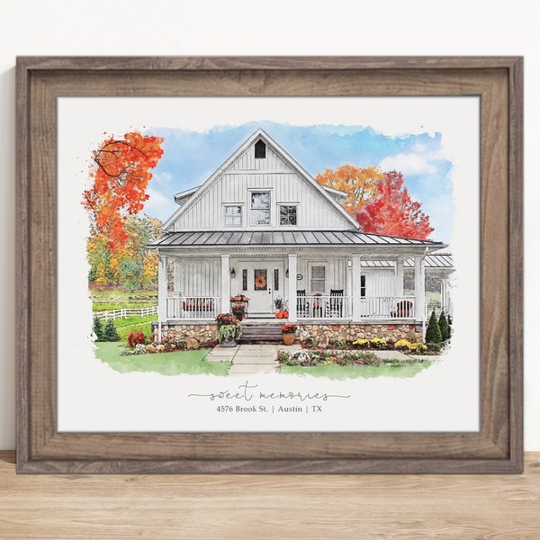 House Portrait From Photo, Custom Watercolor House Painting
