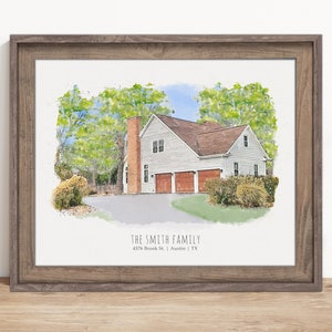 House Portrait, Watercolor Painting From Photo For Housewarming Gift, First Home Gift, Realtor Closing Gift