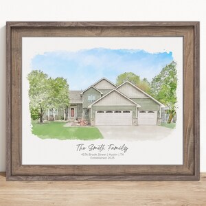 Personalized Realtor Gift For Buyers And Sellers, Watercolor House Portrait, Client New Home Gift