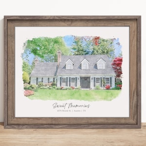 Custom House Portrait, Great Mothers Day Gift For Mom, Personalize Family House Painting From Photo