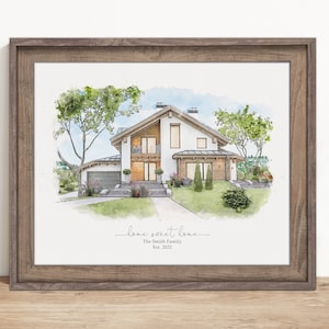 Custom Home Portrait Watercolor From A Photo, Housewarming Gift
