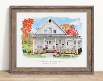 Water Color House Painting, Custom House Portrait From Photo