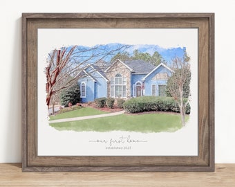 House Portrait From Photo | Custom House Watercolor Painting | Housewarming Gift