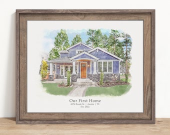 Custom House Portrait From Photo, Watercolor Home Painting, House Drawing From Photo