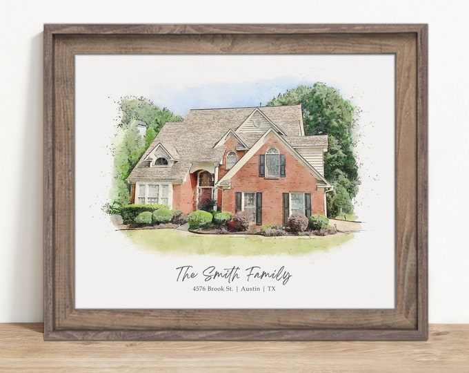Custom Watercolor House Portrait, Watercolor House Painting, Personalized Housewarming Gift, First Home Gift, Realtor Closing Gift