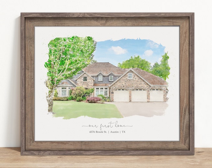 New Home Housewarming Gift, Custom House Portrait For First Home Gifts, A House Drawing From Photo, Homeowner Gift