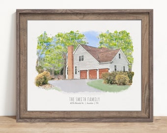 Custom House Portrait, Watercolor Home Painting, House Sketch From Photo