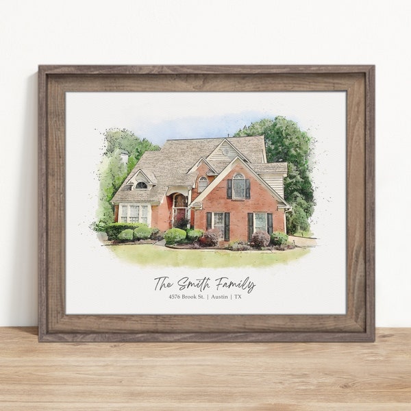 Custom House Portrait, Watercolor Painting From A Photo, Digital Prints For First Time Home Buyer, Realtor Closing Gifts