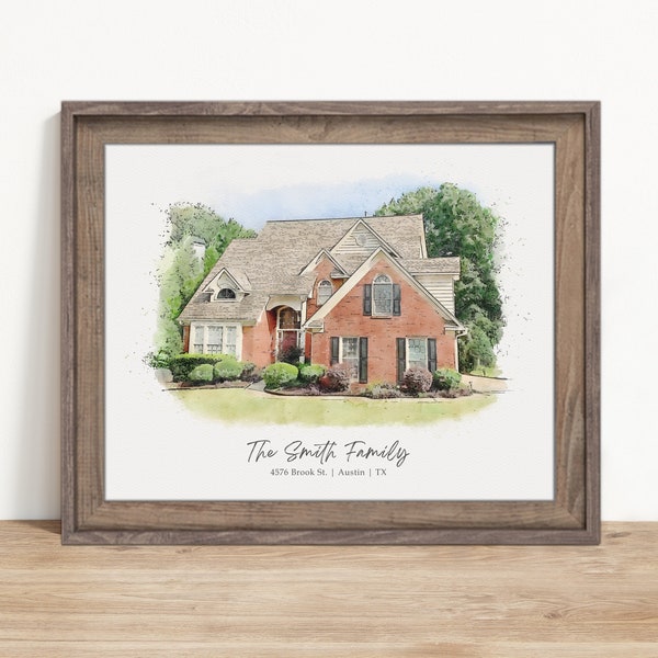 Custom Watercolor House Portrait, Watercolor House Painting, Personalized Housewarming Gift, First Home Gift, Realtor Closing Gift