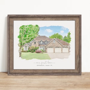Watercolor Painting Of House From Photo, Custom House Portrait Drawing