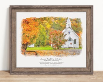 Pastor Appreciation Gift, Church Painting From Photo, Pastor Retirement, Preacher Minister Anniversary Gifts