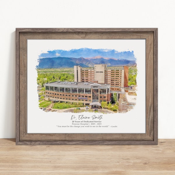 Nurse or Doctor Retirement Gift, Personalized Painting Of Their Hospital