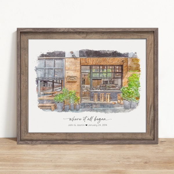 Where It All Began Anniversary Gift | Our Story Painting | The Day or Night We Met | Wedding Gift