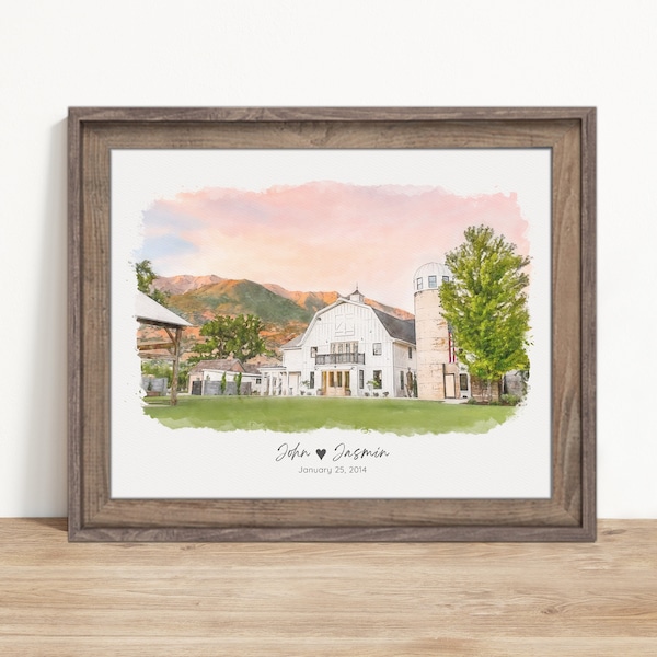 Family Farmhouse Painting From Photo, Turn Your Family Farm or Barn into Watercolor Portrait Painting