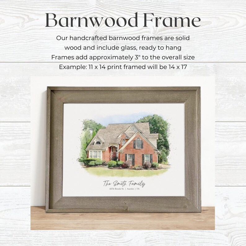 Custom Landscape Watercolor Painting From Photo Available Canvas And Framed Barnwood Frame Print