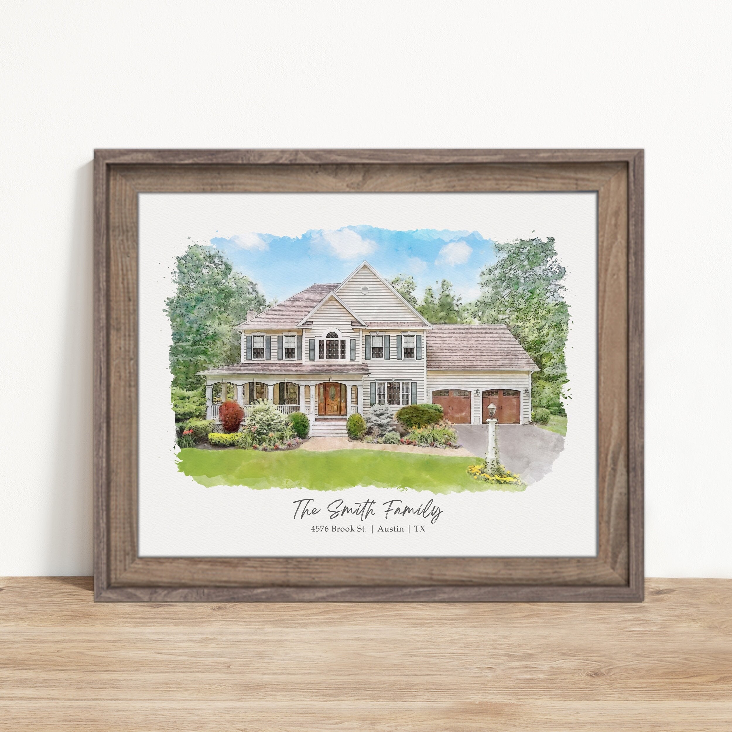 Close Gift For Buyer And Seller, Real Estate New Home Gift Basket For Realtors Clients, House Portrait Painting From Photo