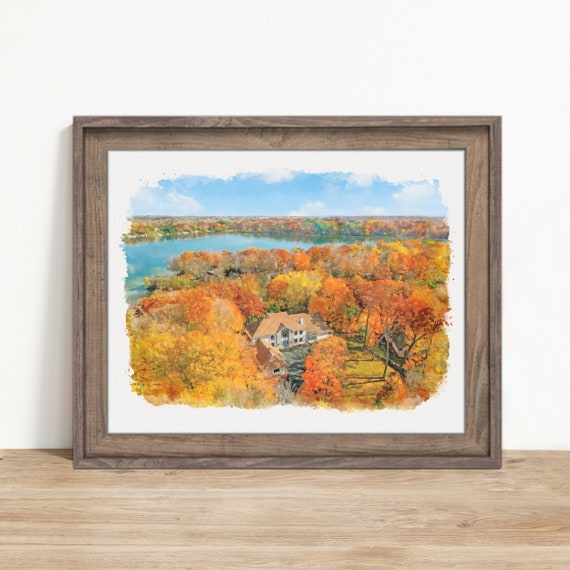 Custom Landscape Watercolor Painting From Photo Available Canvas And Framed