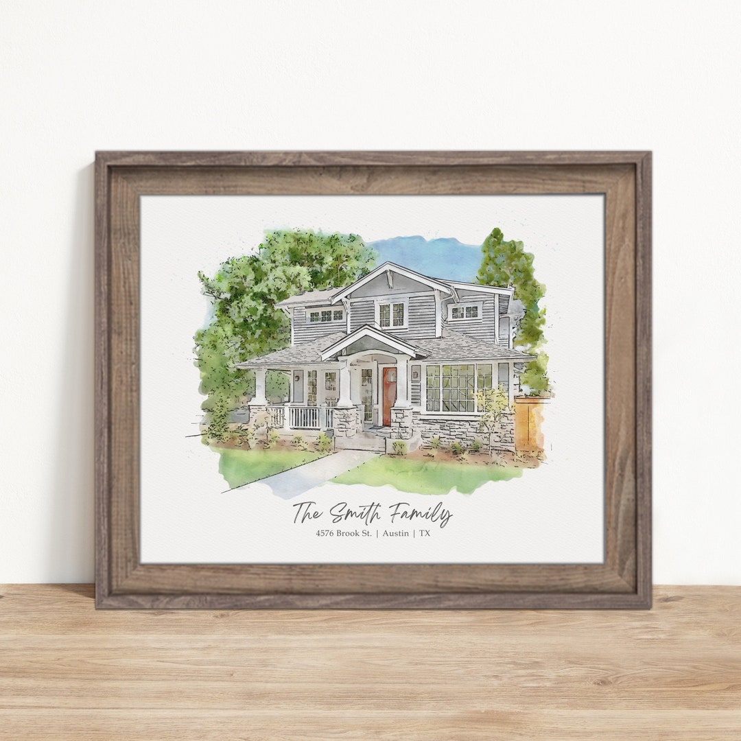 Custom House Portrait, Watercolor Painting From Photo, First Time Home ...
