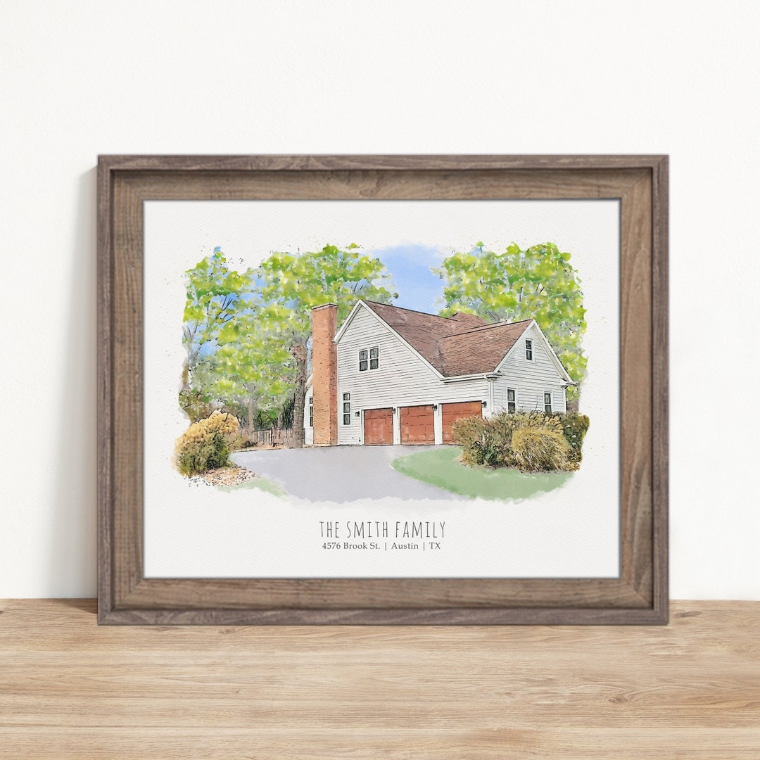 Custom House Portrait, Watercolor Home Painting, House Sketch From ...