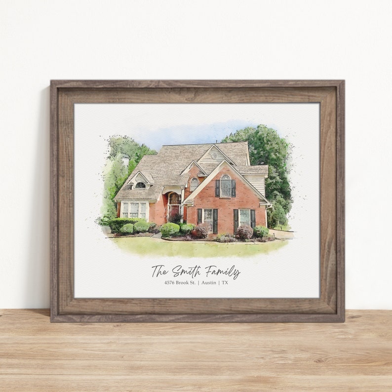 Custom Watercolor House Portrait, Watercolor House Painting, Personalized Housewarming Gift, First Home Gift, Realtor Closing Gift image 1