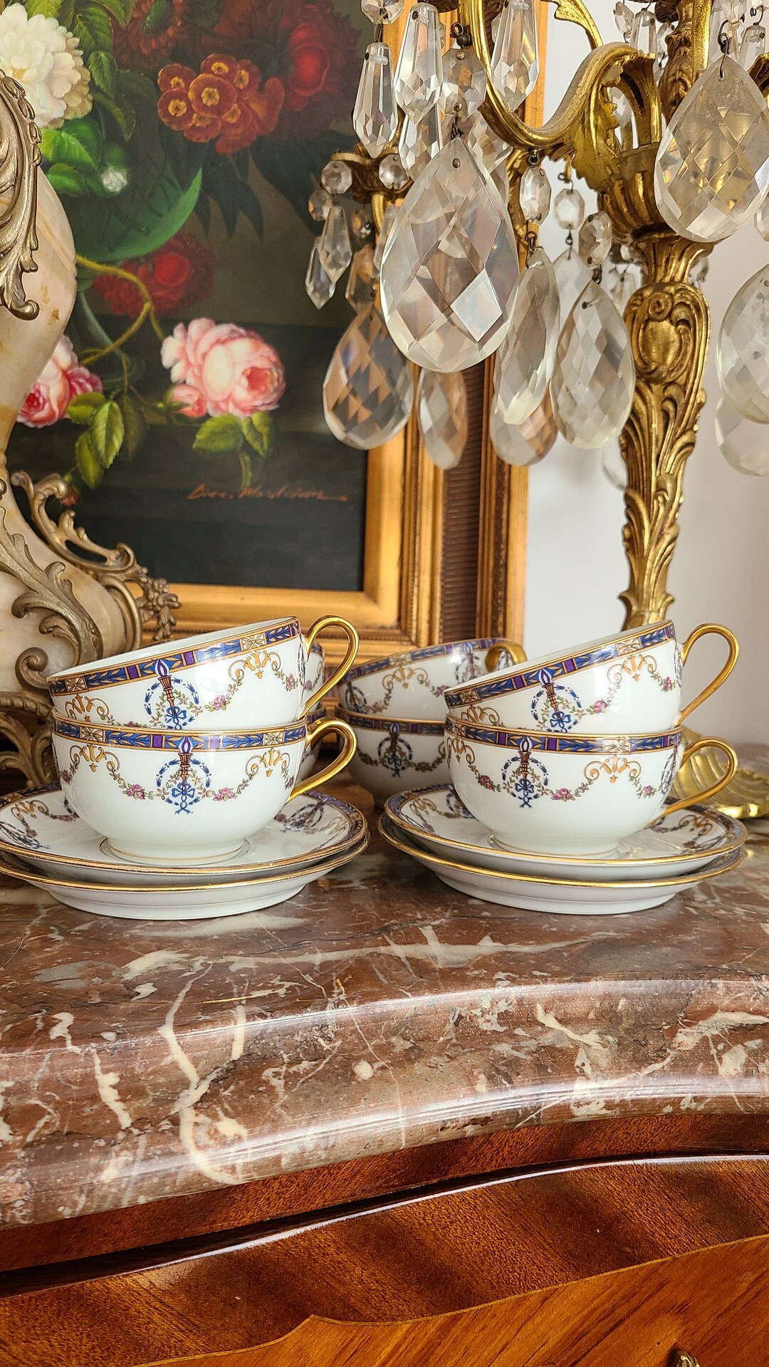 Rare Find Limoges Elite France Set of 4 Teacups and Saucers Etsy