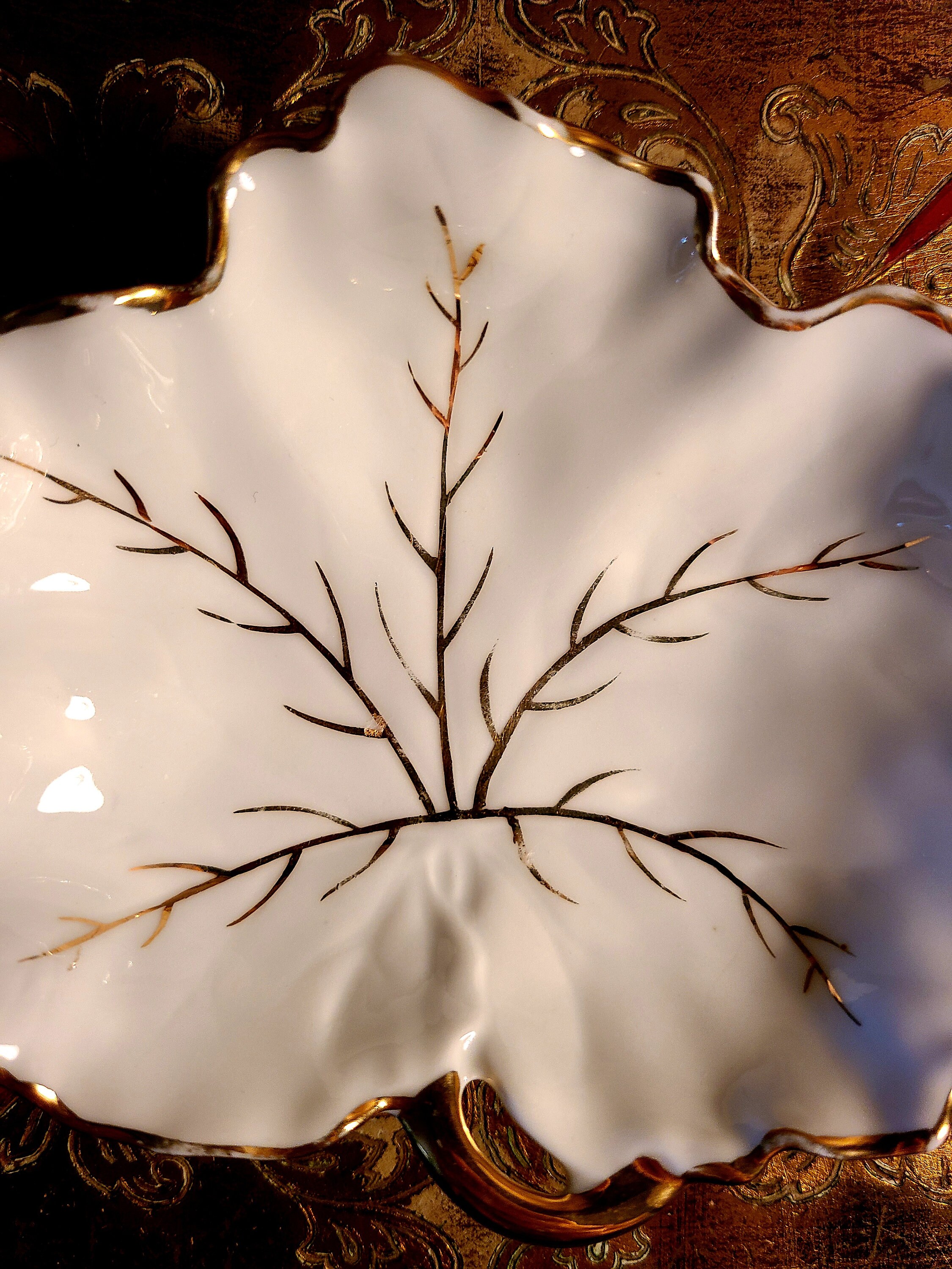 LIMOGES FRANCE Leaf Shaped dish With Gilded Rim Etsy