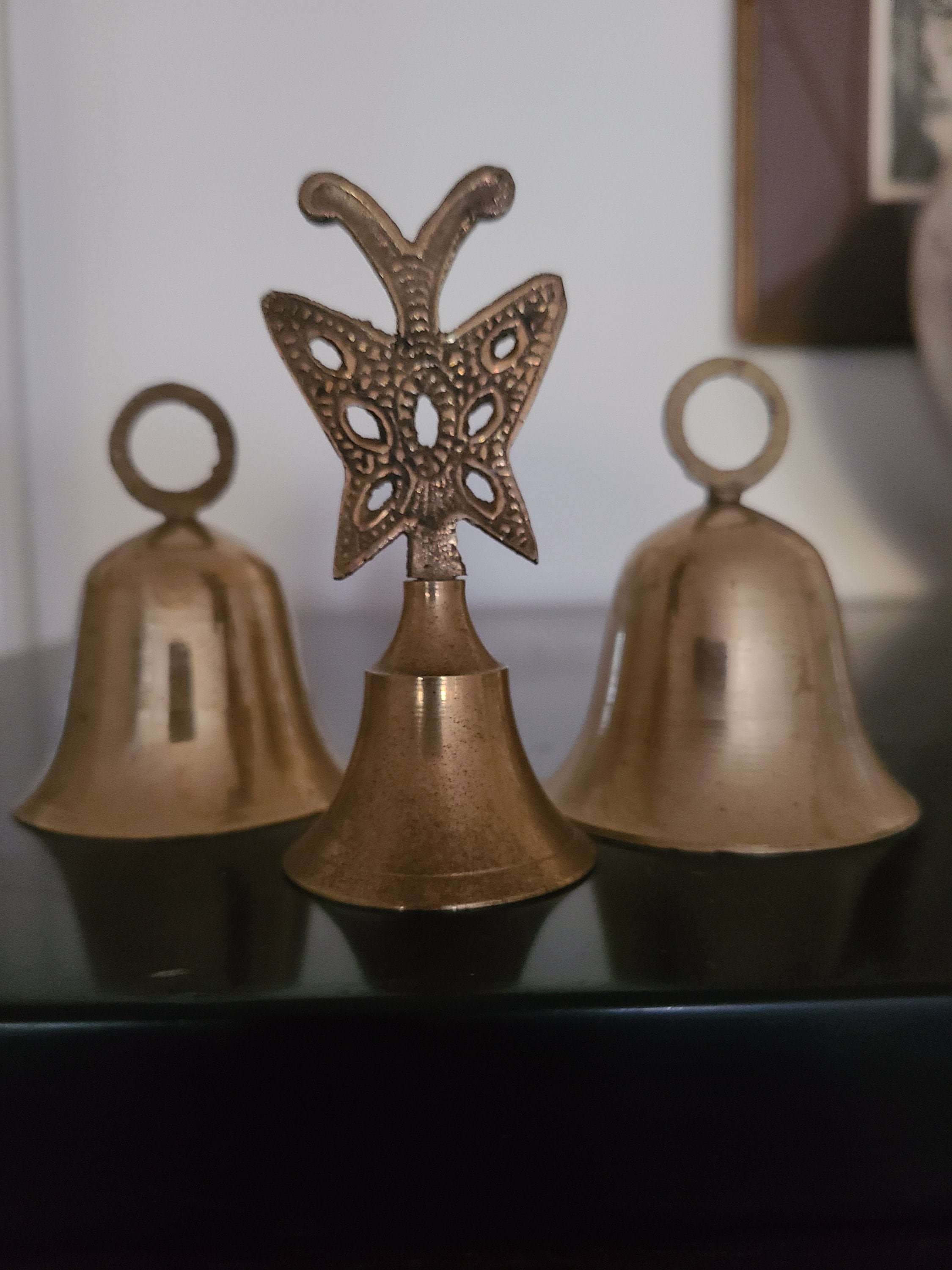 Collection of 6 Medium Size Brass Bells/perfect Wedding Accents/bright  Variety of Tones 