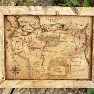 Beleriand Laser Engraved Wood Map