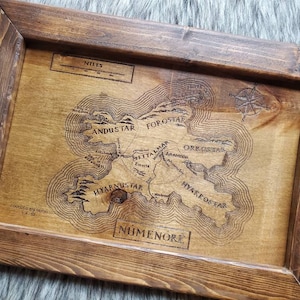 Mini FRAMED Numenor Laser Engraved Map