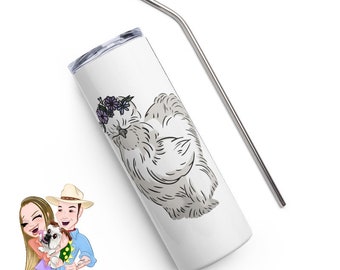 Floral Crown Silkie 20oz Skinny Tumbler - You Choose Silkie Color