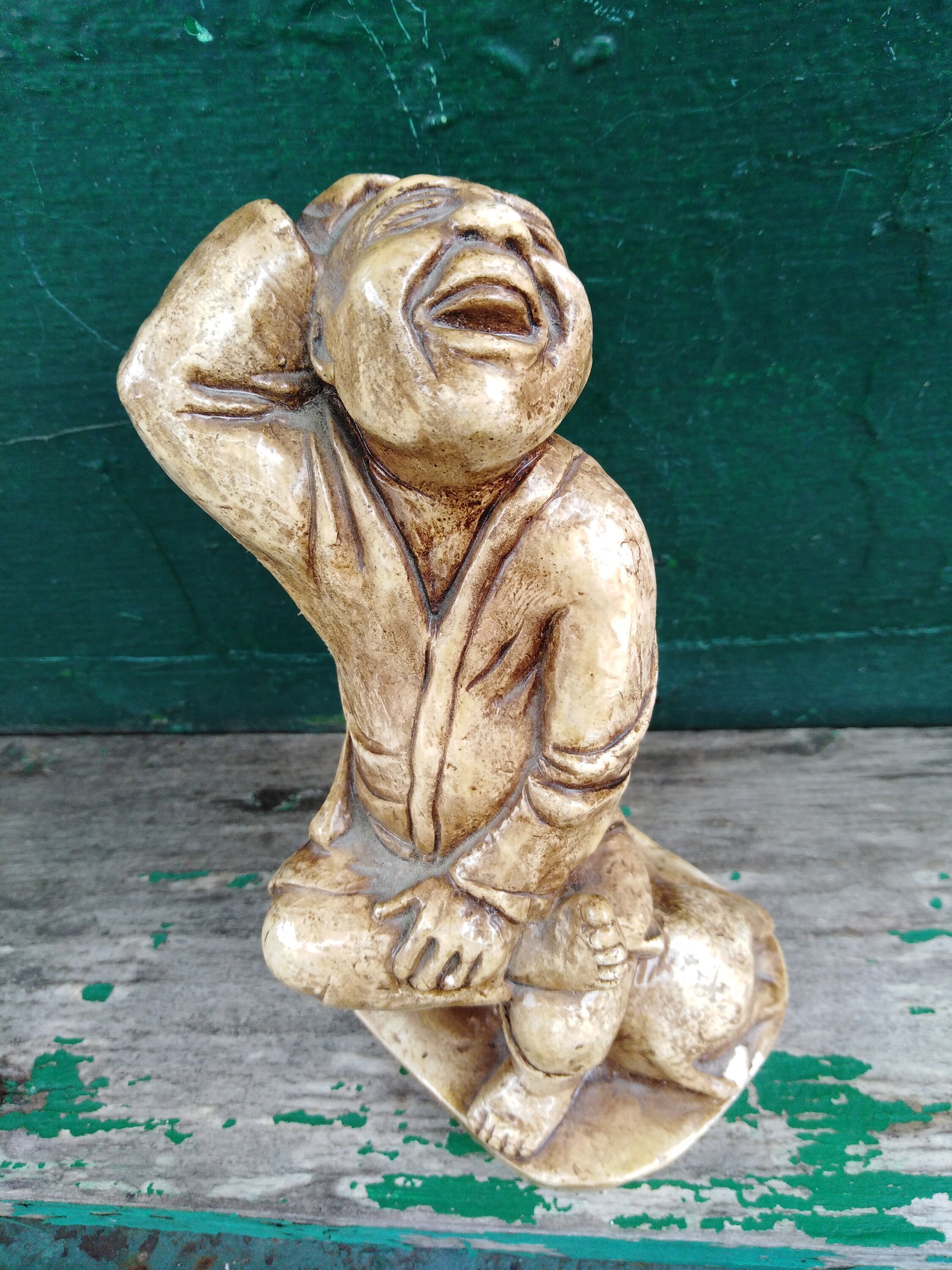 Plaster figurine Man on a donkey vintage Etsy