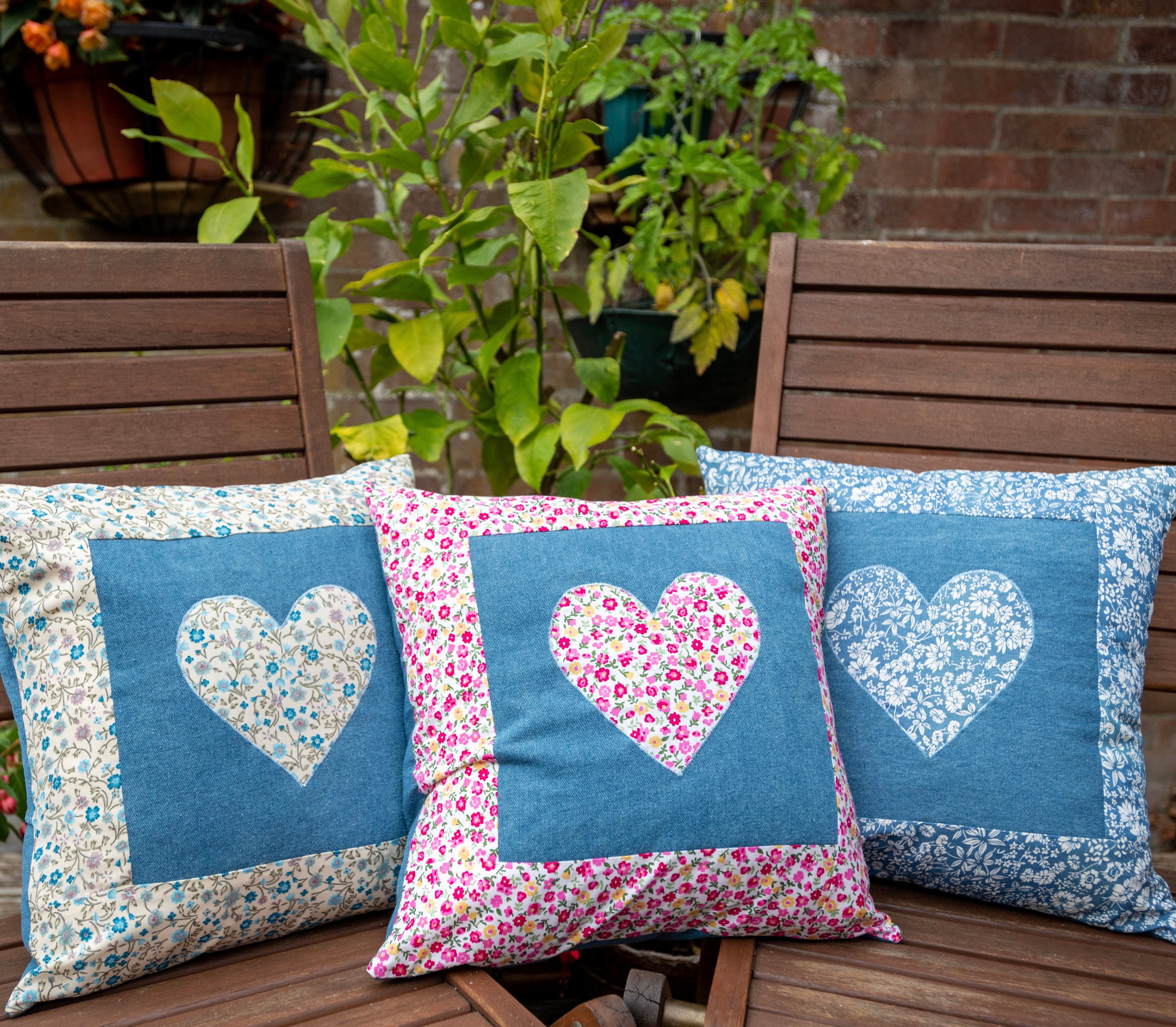 Handmade Patchwork Denim Cushion Cover 40cm x 40cm Etsy