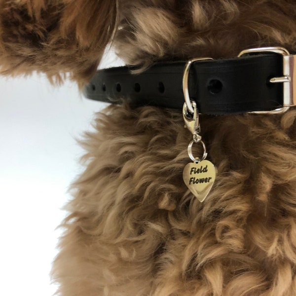 Personalized engraved metal heart shape dog tag / Stainless steel dog ID tag / Custom pet tag / Cute heart charm with name / Gift for pet