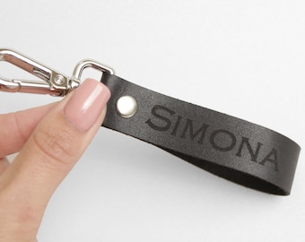 Personalized name laser engraved keychain / Keyfob / Genuine leather keyring / Keychain with name / Personalized keyring / Leather gift