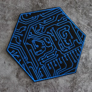 Circuit Hexagon embroidered patch / Iron on patch / Sew on badge