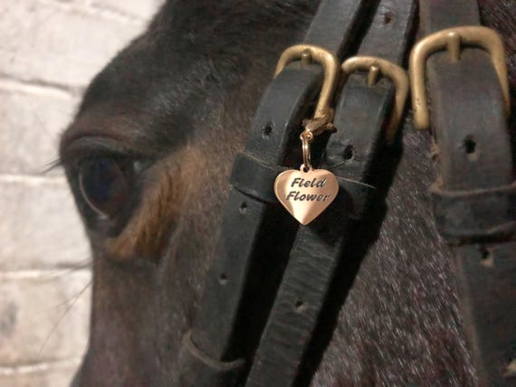 Personalized Heart Horse Bridle Charm, Custom Engraved Tag