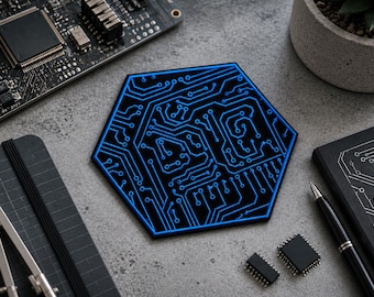 Circuit Hexagon Embroidered Patch - Iron On / Sew On Badge
