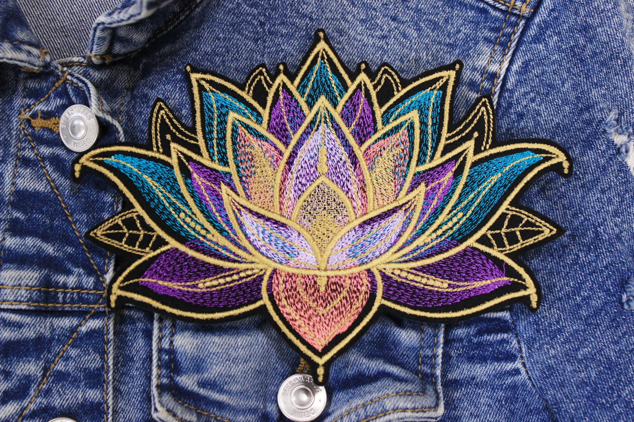 Small Lotus Iron On Patch - Single