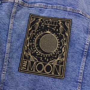 Moon Tarot embroidered patch / Iron on / Sew on badge / The moon patch / Tarot card patch / Big lunar iron on patch / Big felt patch